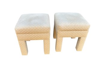 A Pair Of Mid-century Modern Upholstered Ottomans Or Stools
