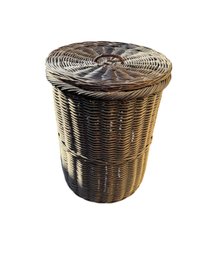 Tall Wicker Laundry Basket, In Antique Walnut Brown Or Serene Grey Finish.