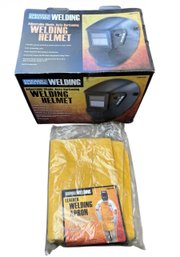 Chicago Electric Adjustable Shade Auto-Darkening Welding Helmet  And A Leather Welding Apron