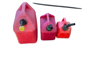 Set Of Red Plastic Gas Cans