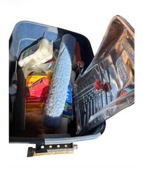 Tote Full Of Paint Supplies