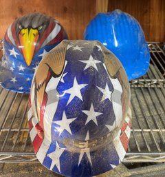 MSA V-Gard Series Hard Hats, Specifically The 'American Flag With 2 Eagles' Design