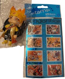Collectible Naruto Uzumaki Action Figure & Dragonball Z Laser Stamp Sticker Pack
