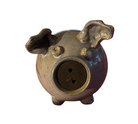 Handmade Stoneware Art Pottery Piggy Bank With A Blue Glazed Finish