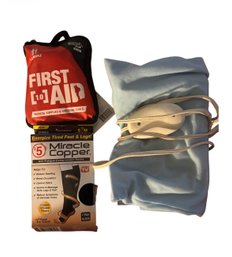 First Aid Kit, Heating Pad & Compression Socks