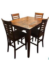 Dark Wood Tall Kitchen Table With 4 Chairs