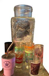 Lager Glass Jar And Shot Glasses