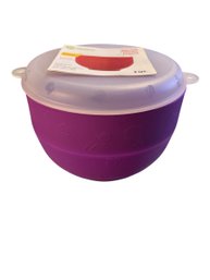 Purple Silicone Popcorn Popper Collapsing Bowl. New