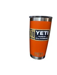 YETI Rambler 20 Oz Tumbler In The King Crab Orange Color.