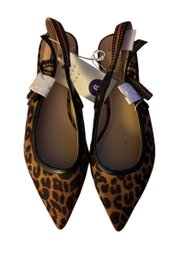 A New Day London Leopard Print Sling Back Bow Flats