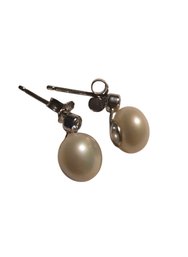 Sterling Silver Pearl Earrings Marked 925