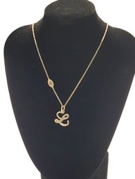 Juicy Couture Silver-tone Necklace With L Pendant