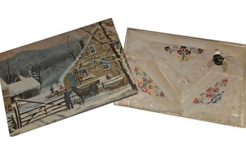 Vintage, Hand-embroidered Handkerchief