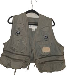Vintage Columbia Multi-pocket Fishing Vest In Olive Green.