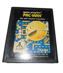 Vintage 1981 Atari 2600 Pac-Man Video Game Cartridge.