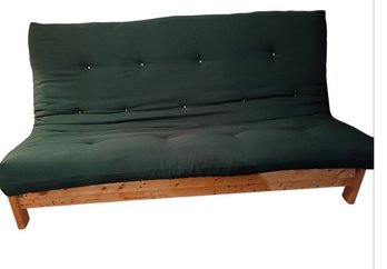 Wooden Futon With Green Cushion