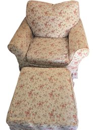 Floral Arm Chair With Foot Ottoman