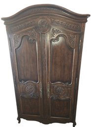 Henredon French Provincial Louis XV Style Carved Walnut Armoire.