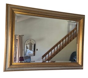 Large, Rectangular Vintage-style Gold Framed Wall Mirror With A Beveled Edge