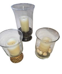 3- Glass Candle Holders