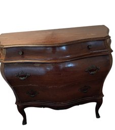 Vintage Italian-style Walnut Bombe Chest Of Drawers