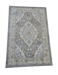 2-JONATHAN Y Wincer Chenille Cottage Medallion Machine-Washable Dark Gray/Yellow Area Rug.