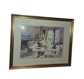 Framed Print Of A Watercolor Painting Titled 'Sunfilled Chintz' By The Artist Marilyn Simandle.