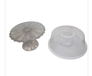 Antique Glass Pedestal Cake Plate