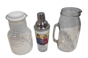Glass Pitchers And A Shaker