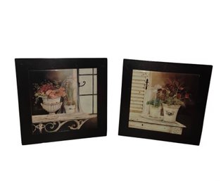 Two Framed Wall Art Prints,  'Paperwhite Cloche' Design By British Artist Kathryn White.