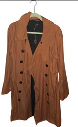 Wilson Leather Pumpkin Orange Double-breasted Trench Coat.