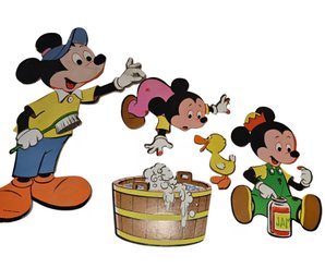 Vintage Set Of Mickey & Nephews Wall Hanging