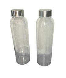 2- Glass Drinking Bottles With Caps