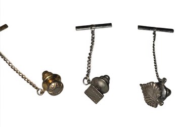 3- Vintage Tie Tacks With Chains.