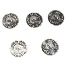 5-  1-gram Silver Rounds Featuring A Pacific Northwest Salmon Design.