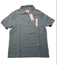 Large Goodfellow & Co. Men's Short-sleeve Polo Shirt In Aqua Color With A Pocket.