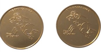 2- VINTAGE 1978-BRONCO BUCK-FIRST OF DENVER-1978 DENVER BRONCO'S SCHEDULE MEDAL