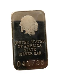 1/2 Troy Ounce 999 Fine Silver Bullion Bar, Part Of A Series Of 'United States Of America State Silver Bars'.