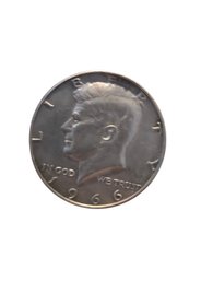 1966 Kennedy Half Dollar Coin. 40% Silver