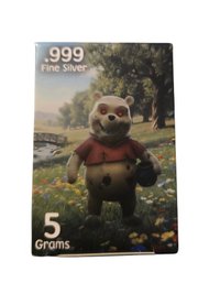 5-gram .999 Fine Silver Collectible Bar Featuring A Horror-themed Depiction Of Winnie-the-Pooh.