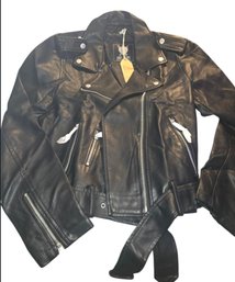 Black Faux Leather Lock & Love 1849 Motorcycle Jacket.