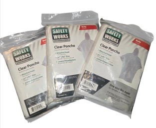 3- Safety Works Clear  Body Ponchos