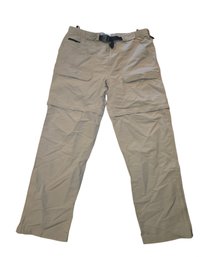 North Face Men's Beige Convertible Cargo Pants With A Built-in Belt.
