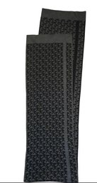Michael Kors Knit Scarf In Black And Grey With The Signature MK Logo Monogram.
