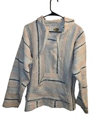 XL -Pink,white And Black Striped Earth Ragz Mexican Baja Hoodie Made From Recycled Materials.