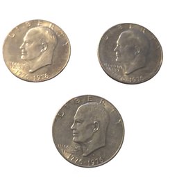 3- 1976 Bicentennial Eisenhower Dollar Coins