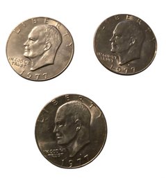 3- 1977 Eisenhower Dollar Coins