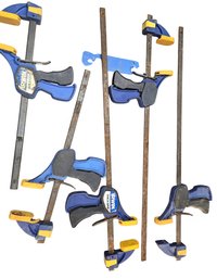 5-IRWIN QUICK-GRIP One-handed Bar Clamps, Widely Used For Woodworking And Other Projects.