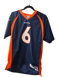Youth Size XL (18/20)Reebok NFL Denver Broncos Jay Cutler #6 Football Jersey In Navy Blue With Orange Accents.