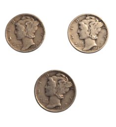 3-90% Silver U.S. Mercury Dimes (Winged Liberty Head Dimes